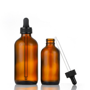 1oz 2oz 4oz 30ml 60ml 120ml Hot Stamping Amber Frosted Boston Essential Oil Glass Dropper <b>Bottle</b> with <b>Plastic</b> Black Dropper - Product Image 2