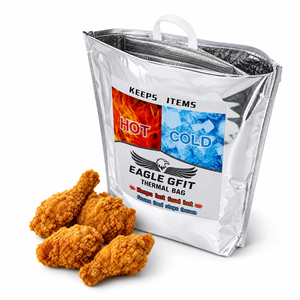 Bolsa Térmica Desechable para Alimentos con Asa de Plástico, Diseño de Logotipo Personalizado, Bolsa Isotérmica de Papel de Aluminio para Frío y Calor - Product Image 5