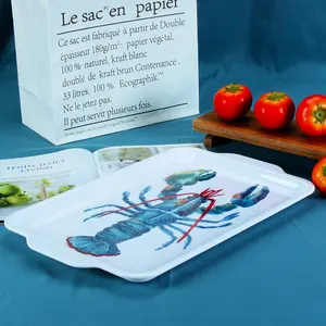 Plateau de service à aliments en plastique, plateau à aliments personnalisé imprimé mignon, de qualité supérieure, plateau à rouler pour le Restaurant et le petit déjeuner en mélamine