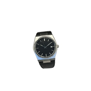 Montre classique de créateur avec cadran rond et logo personnalisé, étanche, bracelet en cuir véritable, avec boîte d'origine - Product Image 2