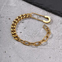 Bracelet chaîne trombone CELES en acier inoxydable plaqué PVD étanche, bijou de mode avec fermoir trombone intégral
