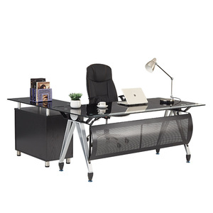 Đồ Nội Thất Văn Phòng Hiện Đại Tối Giản Bằng Kim Loại Chất Lượng Cao Phổ Biến Bàn Kính Cường Lực - Product Image 1