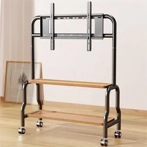 Easy Install Mobile TV Stand Rolling Art TV Cart For 32/65 Inch Screens Up To 88 Lbs