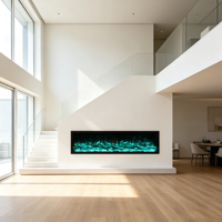 Cheminée électrique encastrable linéaire de 28 pouces avec chauffage, effet de flamme LED dynamique multicolore, certifiée CE, vente en gros, usine OEM/ODM, modèle français
