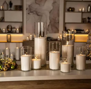 شمعدان على الطاولة أسطوانة طويلة مخصصة زهرية مجردة فازة سميكة شفافة فازة - Product Image 6