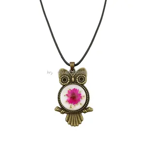 New York Costume Jewelry Manufacturer Usa Retro Charm Costume amber owl necklace Craft Pendant Jewelry Owl Necklace