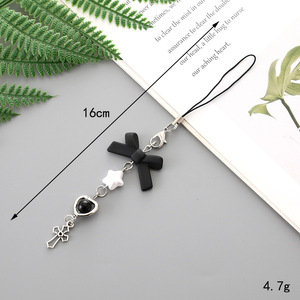 Trendige Mehrfarbige Y2K Herzförmige Stern-Gitarren-Schmetterling-Kreuz-Anhänger Schlüsselanhänger Schleife Perlen-Schlüsselband Accessoires - Product Image 4