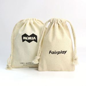 Sac à cordon en coton imperméable imprimé avec logo en relief, pochette anti-poussière réutilisable en mousseline, sac en toile avec cordon, personnalisable - Product Image 5