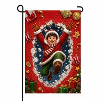 Drapeaux de jardin suspendus en toile de jute double face personnalisés pour Noël, 12x18 pouces, pour décoration extérieure d'hiver, vente en gros