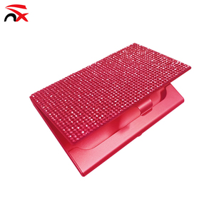 Boîtes de rangement pour cartes de visite en métal à succès avec strass collés - Product Image 5