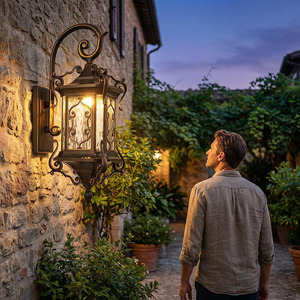 Lámpara de Pared Exterior Vintage de Aluminio Fundido, Impermeable IP65, Aplique de Pared Exterior Antiguo <span class=keywords><strong>para</strong></span> Porche y Patio de Villa - Product Image 1