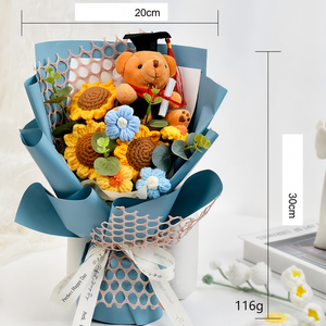 Bouquets de fleurs en laine au crochet Ting Mingyi, faits main, style européen, ours <span class=keywords><strong>Docteur</strong></span>, pour la Fête des Mères, la remise des diplômes, Noël - Product Image 3