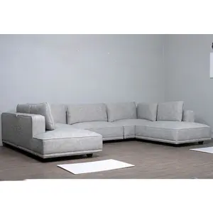 Juego de sofás de tela de lino en forma de U para sala de estar contemporánea Nuevo diseño