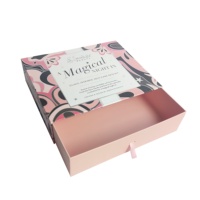 TOP Boîte Cadeau Magnétique de Luxe Pliante avec Ruban et Poignée, Personnalisable avec Logo, en Carton Rigide Noir Rose pour Vêtements