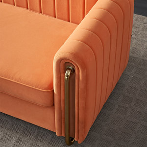 Canapé carré moderne en velours capitonné en acier inoxydable pour la maison et l'hôtel, lit confortable avec rembourrage en éponge pour appartements - Product Image 5