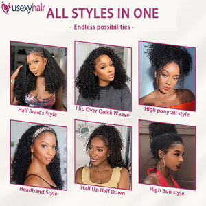 Peluca de Cabello Humano con Diadema Recta al por Mayor, Cabello Humano Virgen Brasileño, Hecho a Máquina, Pelucas de Cabello Humano <span class=keywords><strong>3</strong></span> en 1 con Diadema para Mujer - Product Image 6