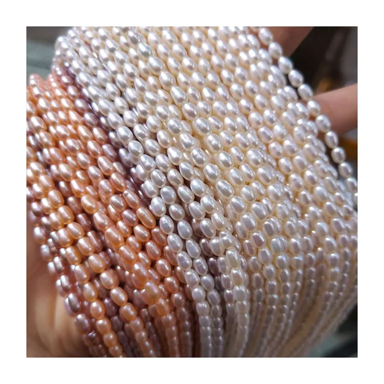 Beads chain rice shape white pink purple freshwater pearl beads for bracelet necklace jewelry making