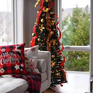 Árbol de Navidad Plegable de Alta Calidad de 6 pies con Luces LED, Decoraciones Navideñas para Interiores y Exteriores, Adornos Navideños al por Mayor de Fábrica - Product Image 2