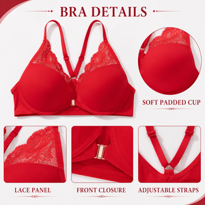 <span class=keywords><strong>Soutien</strong></span>-<span class=keywords><strong>gorge</strong></span> <span class=keywords><strong>push</strong></span>-<span class=keywords><strong>up</strong></span> sexy en dentelle avec fermeture frontale pour femme, en maille respirante, bretelles croisées au dos, lingerie facile à porter - Product Image 2