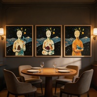 Peinture à l'huile abstraite sans visage en 3 parties encadrée, toile texturée, art mural, nature morte, moderne, minimaliste, faite à la main