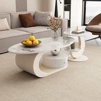 Table basse ovale en métal et ardoise de style italien moderne et luxueux pour salon dans les petits espaces avec tiroirs