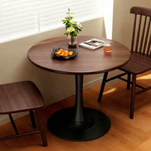 Modern <b>Round</b> Solid <b>Wood</b> <b>Coffee</b> <b>Table</b> Black Metal Base Eco-Friendly Minimalist Living Room Apartment Hotel Restaurant Furniture - Product Image 3