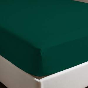 Drap-housse 100% coton vert foncé taille italienne 120x200cm - Product Image 1