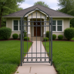 Portail en acier thermolaqué gris 39,37 x 68,90, design traditionnel, style battant avec serrure - Product Image 2