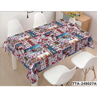 Nappe de table rectangulaire en plastique imprimée pour Noël, écologique et durable, idéale pour les fêtes de Noël, les dîners en famille, les banquets de fin d'année, en intérieur
