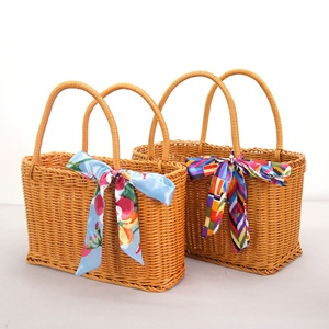 핫 세일 플라스틱 라탄 손잡이 달린 보관 바구니 쇼핑, 꽃, 채소 및 피크닉용 - Product Image 1