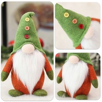 Gnome de Noël vert créatif sans visage, poupée nordique, Père Noël, Rudolph, elfe, peluche décorative pour la maison et les fêtes de Noël