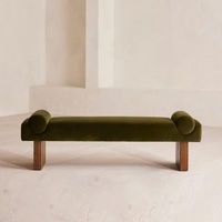 Banco largo minimalista italiano de lujo ligero, de madera, para el pie de cama, entrada, para cambiar zapatos, para sala de estar, sofá de diseño, sillón de terciopelo suave