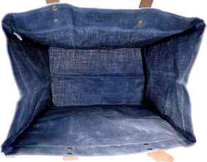 Sac fourre-tout de marché écologique réutilisable en jute et coton avec poignées en cuir - Product Image 2