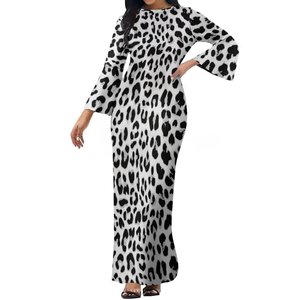 Robe moulante à manches évasées pour femme, imprimé léopard, grande <span class=keywords><strong>taille</strong></span> 6XL, 7XL, <span class=keywords><strong>8XL</strong></span>, fermeture éclair - Product Image 2