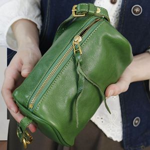 Bolso Bandolera Retro para Mujer, Verde, Cuero Genuino, Cierre de Cremallera, Horizontal, Cuadrado, Casual, para Uso Diario - Product Image 2