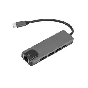 5-en-1 USB C Hub HDTV PD Cargador Multipuerto USB con Ethernet RJ45 Tipo C Estación de acoplamiento