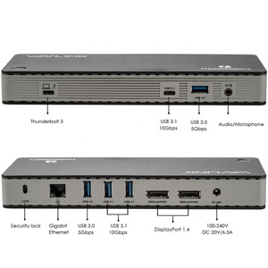 Station d'accueil WAVLINK UTD21D 11-en-1 Thunderbolt 3 USB 3.1 RJ45 Gigabit Ethernet pour <span class=keywords><strong>Mac</strong></span> et <span class=keywords><strong>Windows</strong></span>, affichage 4K 8K, concentrateurs USB Wavlink - Product Image 3