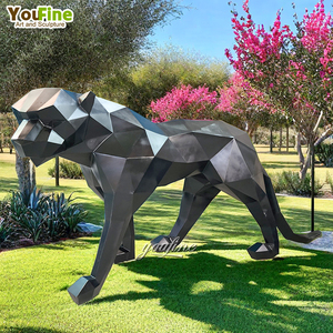 Scultura esterna moderna in metallo Color oro animale in acciaio inox pantera - Product Image 3