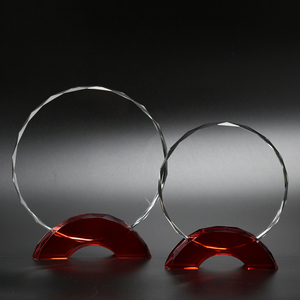 Premio de trofeo de cristal en blanco de forma redonda con base de color Grabado con láser Disponible Premios de trofeo de cristal de sublimación - Product Image 2