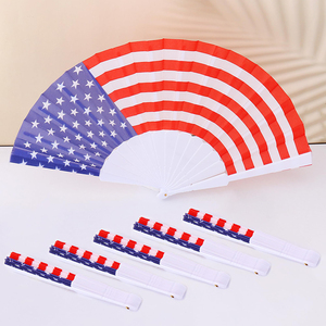 Regalo de fiesta del Día DE LA Independencia <span class=keywords><strong>Bandera</strong></span> Patriótica con lentejuelas de estrellas Abanico de mano Artesanía de bambú de verano Animal floral adornado para el Día DE LOS Caídos - Product Image 1