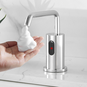 Baño público inodoro manos libres infrarrojo latón cromado sensor inteligente automático goteo de espuma dispensador de jabón <span class=keywords><strong>grifo</strong></span> de fregadero de inducción - Product Image 2