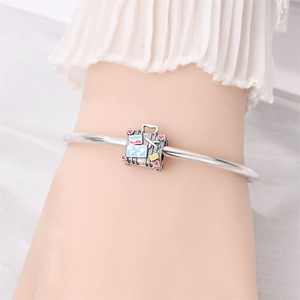 Cute cartoon travel-themed pendant, set with zircon and made of white brass, suitable for jewelry making and gift-giving - Product Image 5