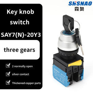 Pulsante di Alta Qualità SHSNAO SAY7N1-20Y3, Manopola a Tre Livelli 22MM, Due Contatti Normalmente Aperti, Plastica ABS, 10A IP53 - Product Image 2