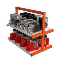 Étagère gondole métallique double face robuste pour supermarché avec 4 niveaux de présentation