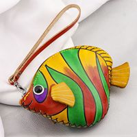 Breloque de sac créative en PU, motif fruits et animaux (Pomme, Poisson), avec fermeture éclair, mignonne, pour femmes, enfants et cadeaux