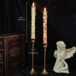 <span class=keywords><strong>Bougie</strong></span> <span class=keywords><strong>LED</strong></span> conique personnalisée avec fleurs séchées, lot de 2, finition cristal, design botanique coloré, sans flamme, joli cadeau avec télécommande - Product Image 6
