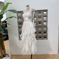 Robe longue décontractée sans manches pour femme, style trapèze, lavable, avec broderie papillon et dos nu