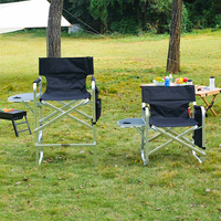 Chaise de réalisateur pliable en métal, compacte et peu encombrante, se plie à plat pour un rangement facile, légère