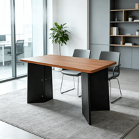 Table à manger rectangulaire en bois massif de frêne de style moderne du milieu du siècle, ensemble table et chaises, meubles de salle à manger