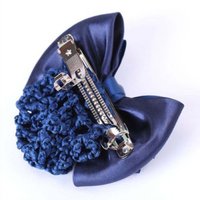 Filet pour femmes Satin Striped Bow Barrette Hair Clip Bun Cover Set Hair Accessory Hair Snood Nets Hairnet Ornament